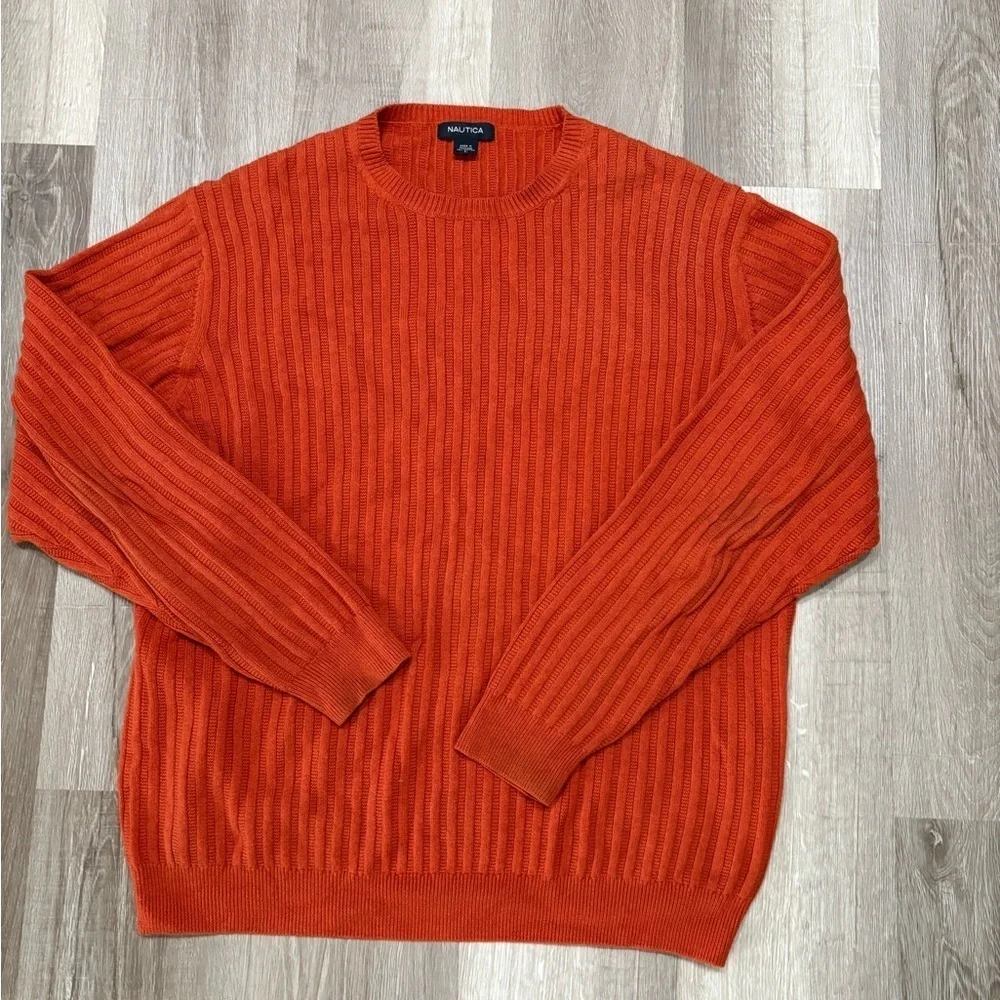 Nautica Men's Vibrant Orange Crewneck Sweater